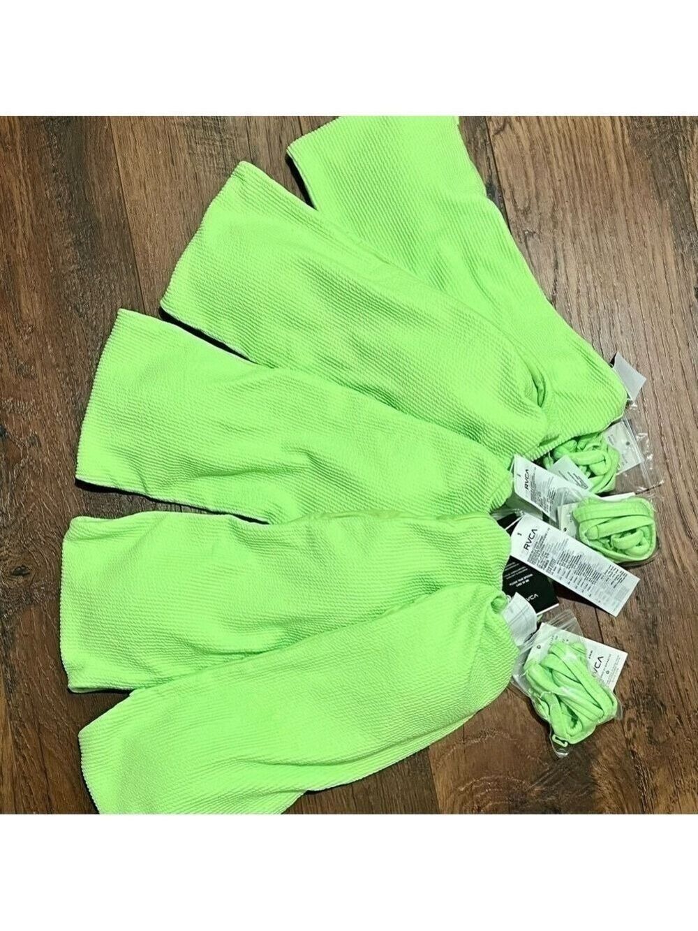 𝅺RVCA  neon green bandeau top swimsuit. Size M